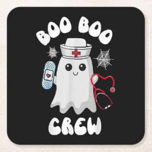 Boo Boo Crew Süße Krankenschwester Geist Lustig Ha Rechteckiger Pappuntersetzer