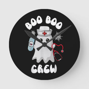Boo Boo Crew Süße Krankenschwester Geist Lustig Ha Runde Wanduhr