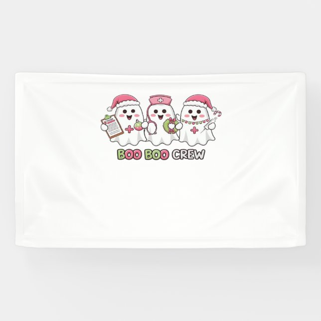 Boo Boo Crew Weihnachten, Ghost Nurse Oversized T- Banner (Horizontal)