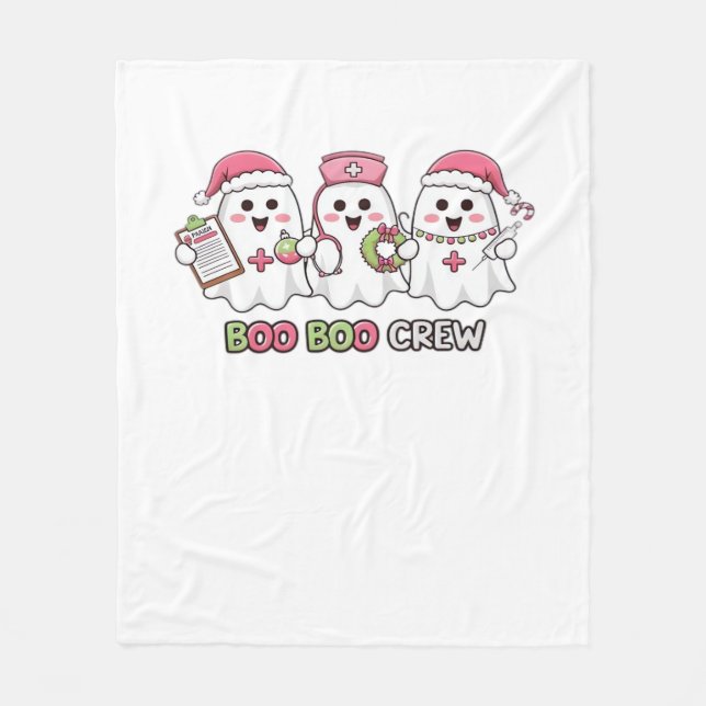 Boo Boo Crew Weihnachten, Ghost Nurse Oversized T- Fleecedecke (Vorderseite)