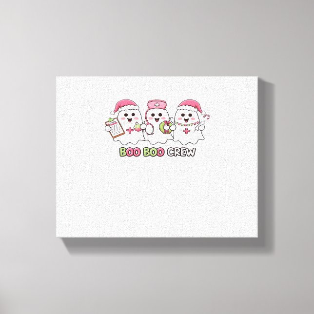 Boo Boo Crew Weihnachten, Ghost Nurse Oversized T- Leinwanddruck (Vorderseite)