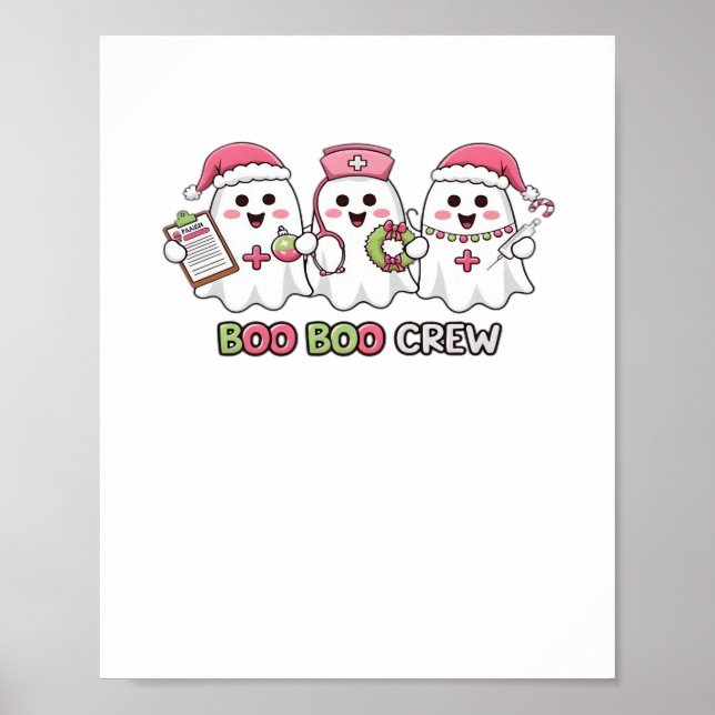 Boo Boo Crew Weihnachten, Ghost Nurse Oversized T- Poster (Vorne)