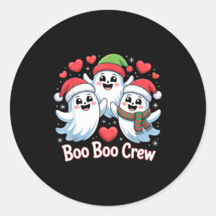 Boo-Boo-Crew Weihnachts-Geister-Santa-Hut Hallowee Runder Aufkleber