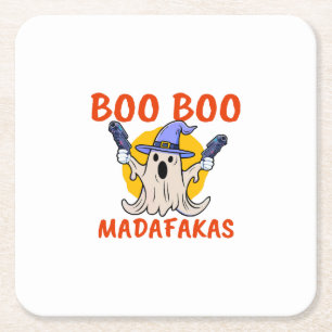 Boo Boo Madafakas Lustiger Halloween-Geist Rechteckiger Pappuntersetzer
