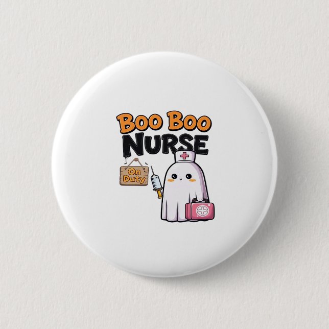 Boo Boo Nurse on Duty Classic T - Shirt Button (Vorderseite)