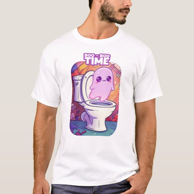 Boo-Boo-Zeit - Funny Ghost Toilet Design T-Shirt (Vorderseite)