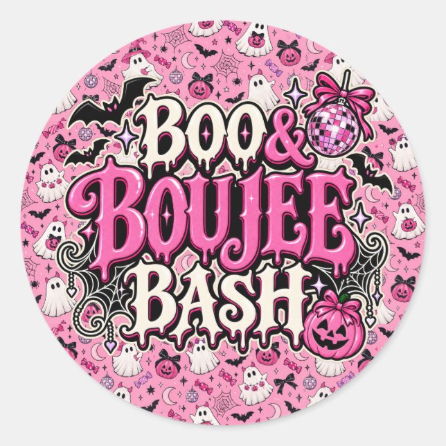 Boo & Boujee Bash Runder Aufkleber (Vorderseite)