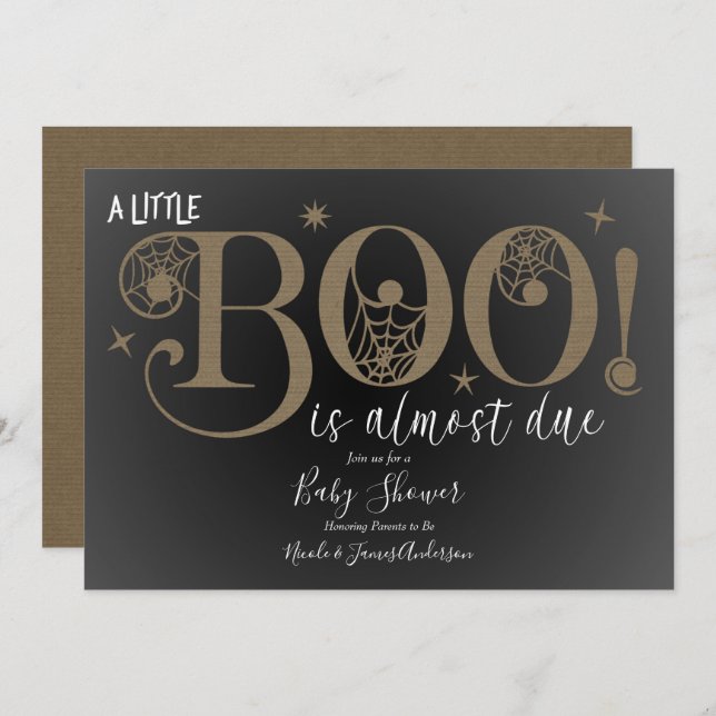 BOO Brown Rustic Elegant Baby Shower Einladung (Vorne/Hinten)