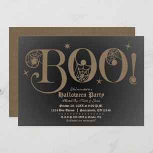 BOO Brown Rustic Elegant Halloween Costume Party   Einladung