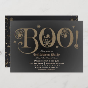 BOO Brown Rustic Elegant Halloween Costume Party Einladung