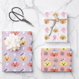 Boo Bunny Halloween Wrapping Paper Sheets Set 3 Geschenkpapier Set