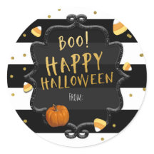 Boo! Candy Corn Happy Halloween Party Stickers