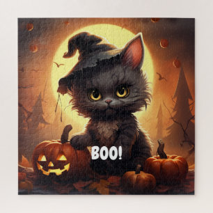 BOO! Cat Halloween Puzzle - verzauberter Mondlicht