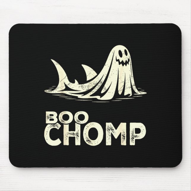 Boo chomp – lustiger Geist-Hai Halloween Retro  Mousepad (Vorne)