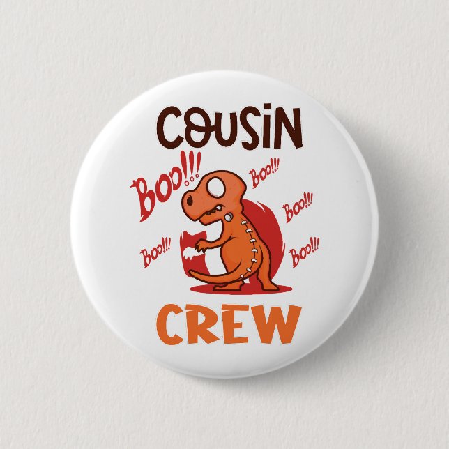 Boo Cousin Crew Halloween Dinosaurier Spooky Kostü Button (Vorderseite)
