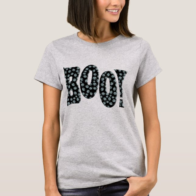 'BOO' Creepy White Pumpkins Halloween T-Shirt (Vorderseite)