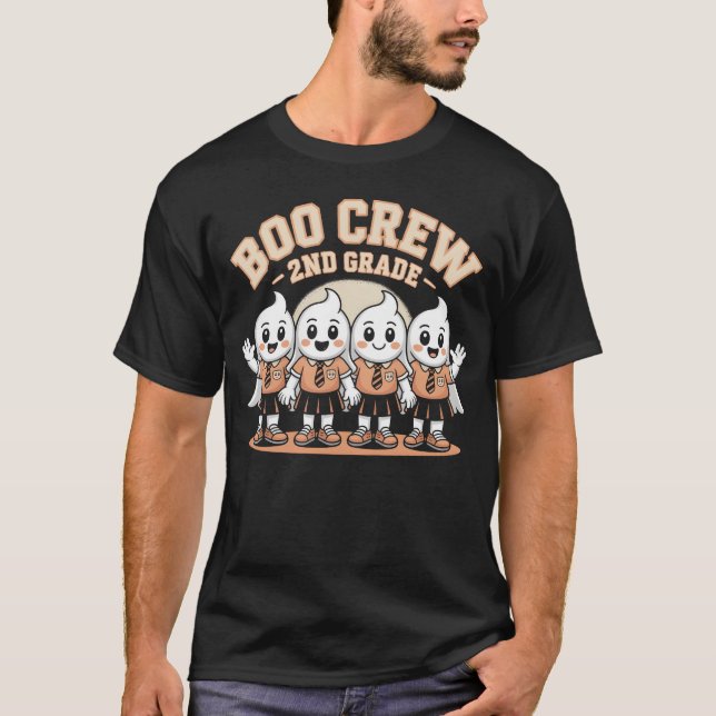 Boo Crew 2nd Grade Niedlich Halloween Geister T-Shirt (Vorderseite)