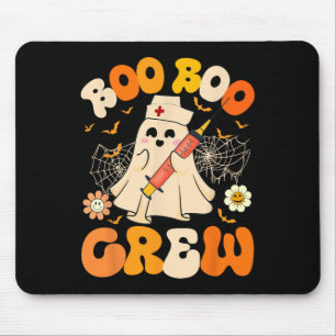 Boo Crew Funny Ghost Nurse Retro Halloween Nur Mousepad