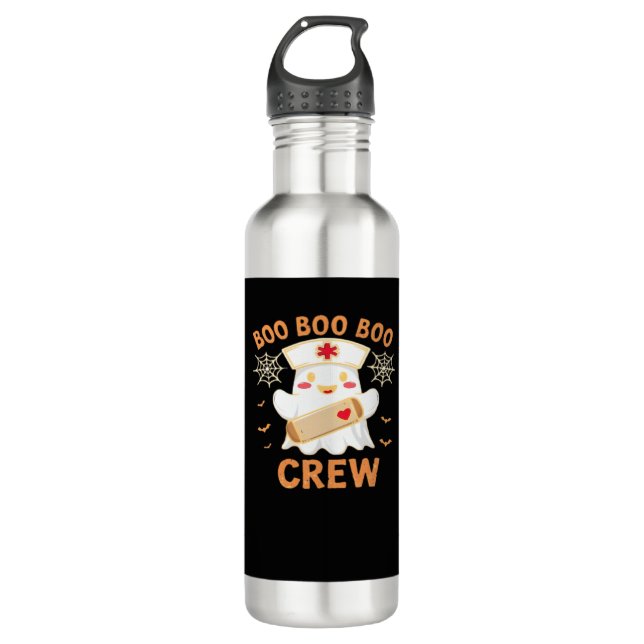 Boo Crew Funny Ghost Spooky Halloween Nurse T-Shir Edelstahlflasche (Vorderseite)