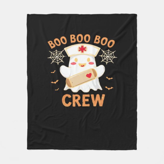 Boo Crew Funny Ghost Spooky Halloween Nurse T-Shir Fleecedecke (Vorderseite)