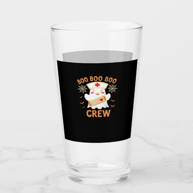 Boo Crew Funny Ghost Spooky Halloween Nurse T-Shir Glas (Vorderseite)