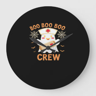 Boo Crew Funny Ghost Spooky Halloween Nurse T-Shir Große Wanduhr