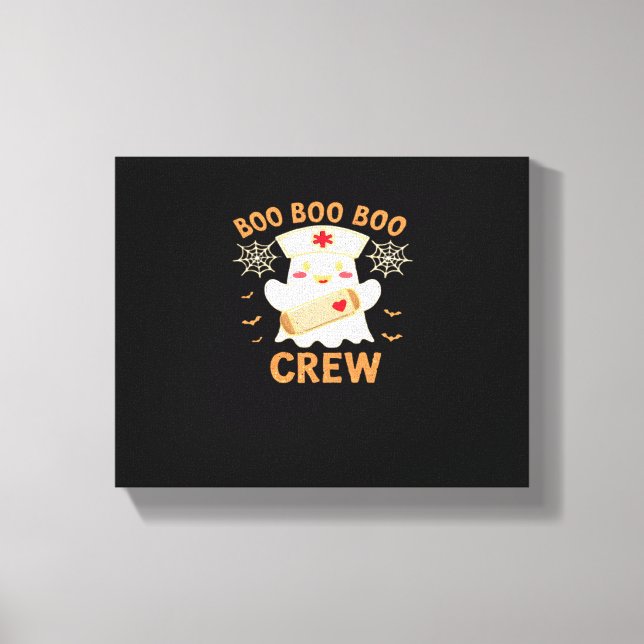 Boo Crew Funny Ghost Spooky Halloween Nurse T-Shir Leinwanddruck (Vorderseite)
