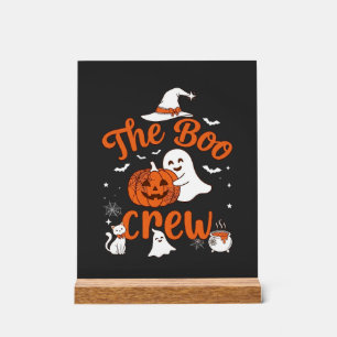 Boo Crew Geist-Kürbis Weiße Katze Hexenhut Acrylschild