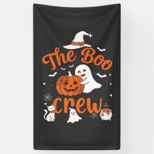 Boo Crew Geist-Kürbis Weiße Katze Hexenhut Banner
