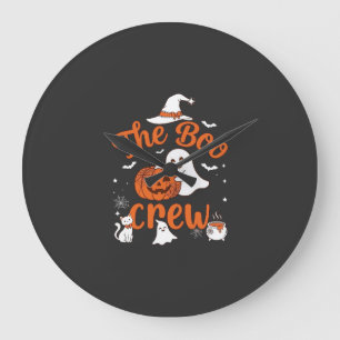 Boo Crew Geist-Kürbis Weiße Katze Hexenhut Große Wanduhr