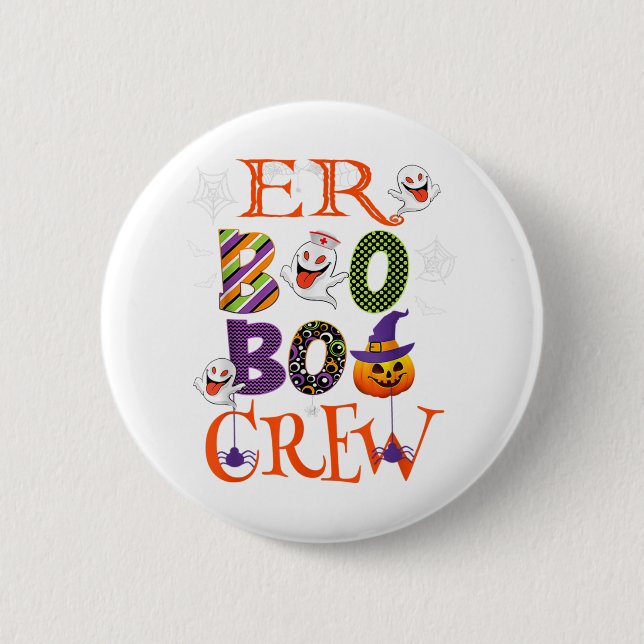 Boo Crew Ghost Doktor Paramedic Nurse Halloween Button (Vorderseite)