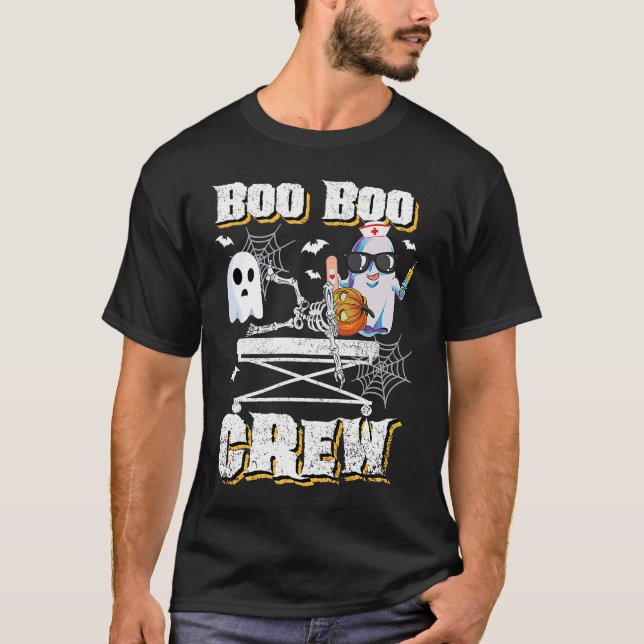 Boo Crew Ghost EMS EMT Paramedic Nurse Hallowe T-Shirt (Vorderseite)