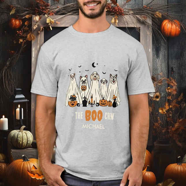 BOO Crew Ghost-Hunde personalisieren Matching Hall T-Shirt (Von Creator hochgeladen)