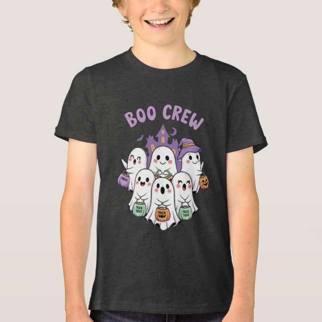 Boo Crew Ghosts Halloween Tri-Blend Shirt (Vorderseite)