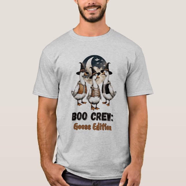 Boo Crew Goose Edition Funny Halloween Geese T-Shirt (Vorderseite)