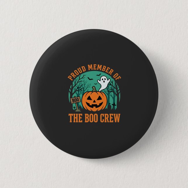 Boo Crew Halloween-Geist-Kürbis-Design_1 Button (Vorderseite)