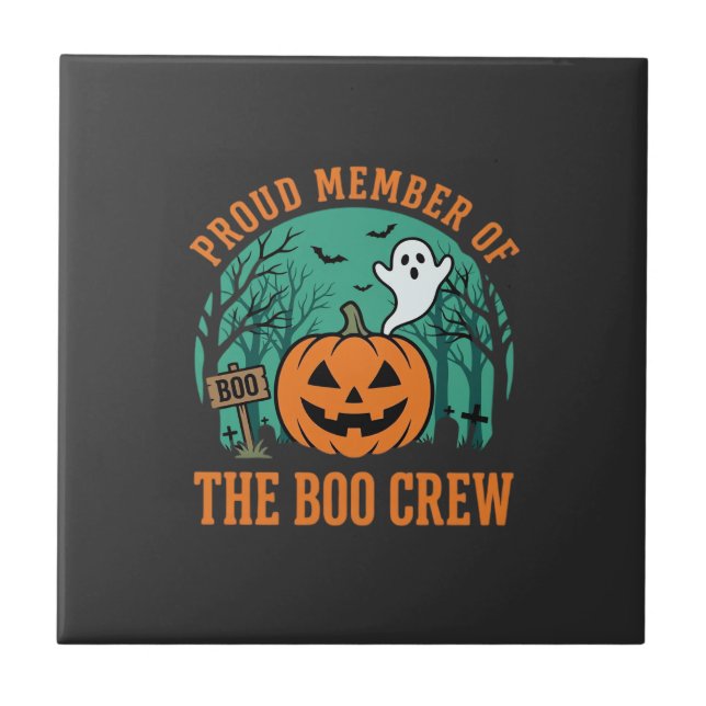 Boo Crew Halloween-Geist-Kürbis-Design_1 Fliese (Vorderseite)