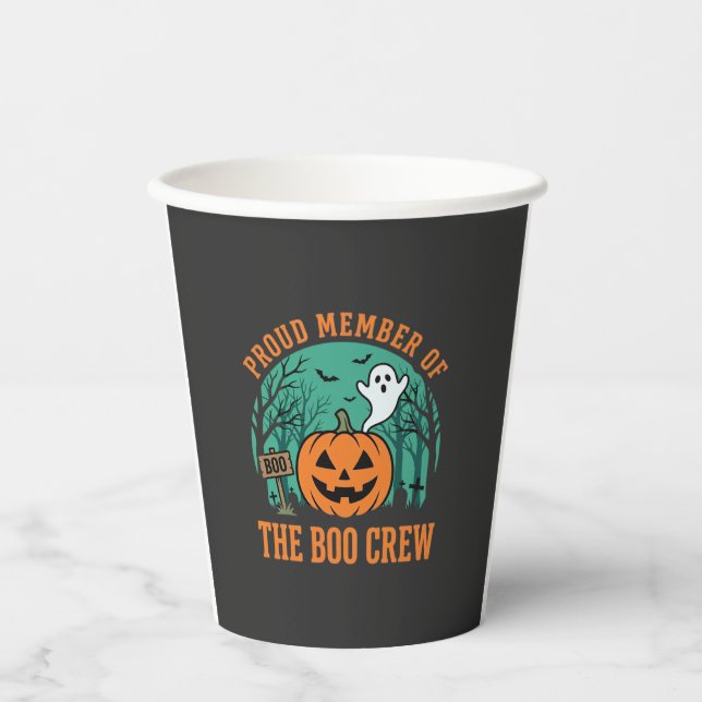 Boo Crew Halloween-Geist-Kürbis-Design_1 Pappbecher (Vorderseite)
