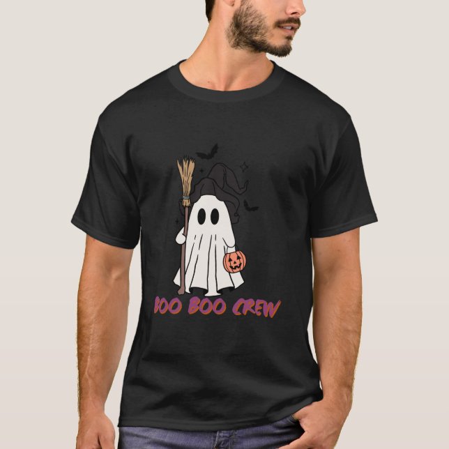 Boo Crew Halloween Ghost Hexendesign mit Pumpkin T-Shirt (Vorderseite)