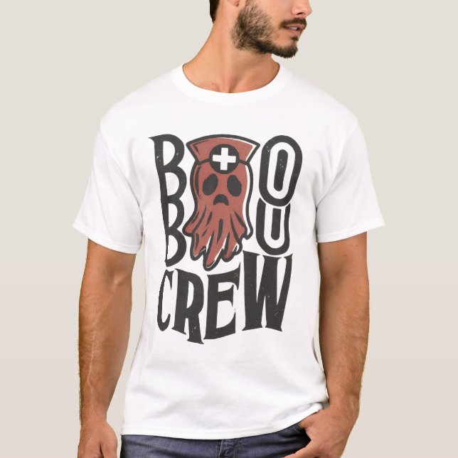 Boo Crew Halloween Nurse Ghost Spooky Squad Design T-Shirt (Vorderseite)