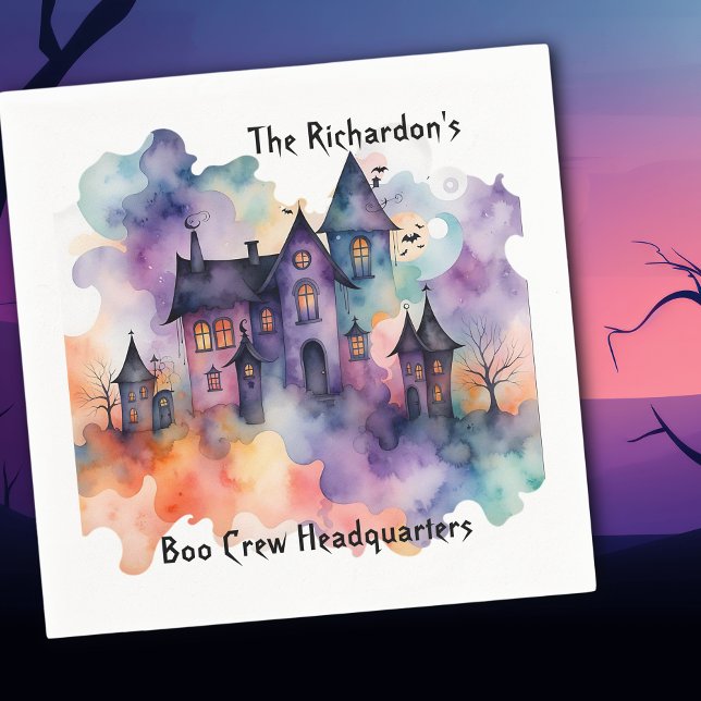 Boo Crew Hauptquartier Spukhaus Halloween Serviette (Von Creator hochgeladen)