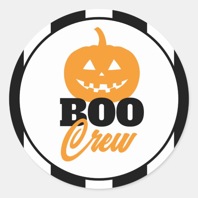 Boo Crew Jack O Lantern Halloween Design Runder Aufkleber (Vorderseite)