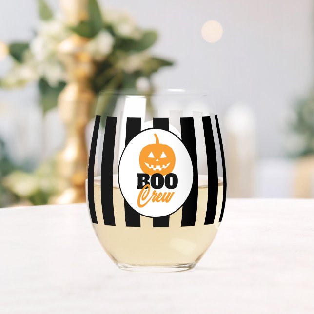 Boo Crew Jack O Lantern Personalized Halloween Weinglas Ohne Stiel (Insitu (Hochzeit))