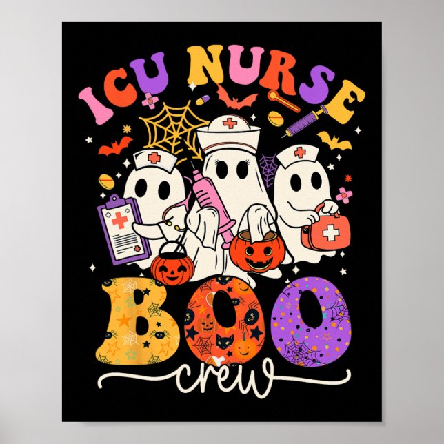 Boo Crew Kostüm Funny Nurse Ghost Halloween Poster (Vorne)
