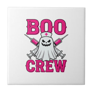 Boo Crew Krankenschwester Geist Halloween Fliese