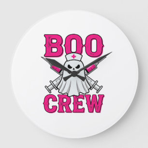 Boo Crew Krankenschwester Geist Halloween Große Wanduhr