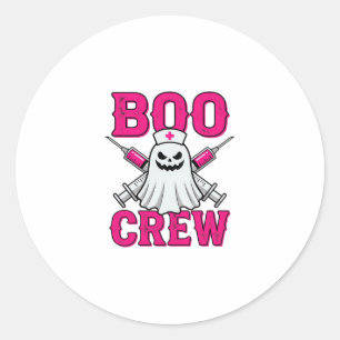 Boo Crew Krankenschwester Geist Halloween Runder Aufkleber