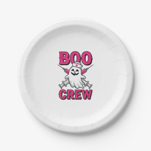 Boo Crew Krankenschwester Geist Halloween Vektor D Pappteller