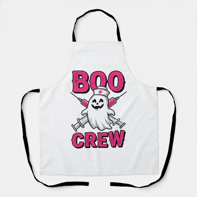 Boo Crew Krankenschwester Geist Halloween Vektor D Schürze (Vorderseite)