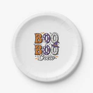 Boo Crew Krankenschwester Halloween Vintage-Shirt- Pappteller